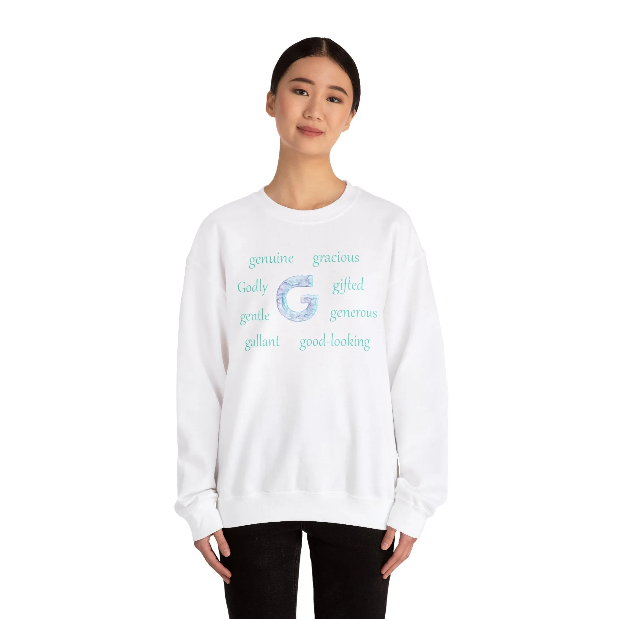 G Alphabet Sweatshirt, Motivational, Optimistic, Alphabet Initial "G", Mental Health Unisex Heavy Blend™ Crewneck Sweatshirt, Self-affirming shirt