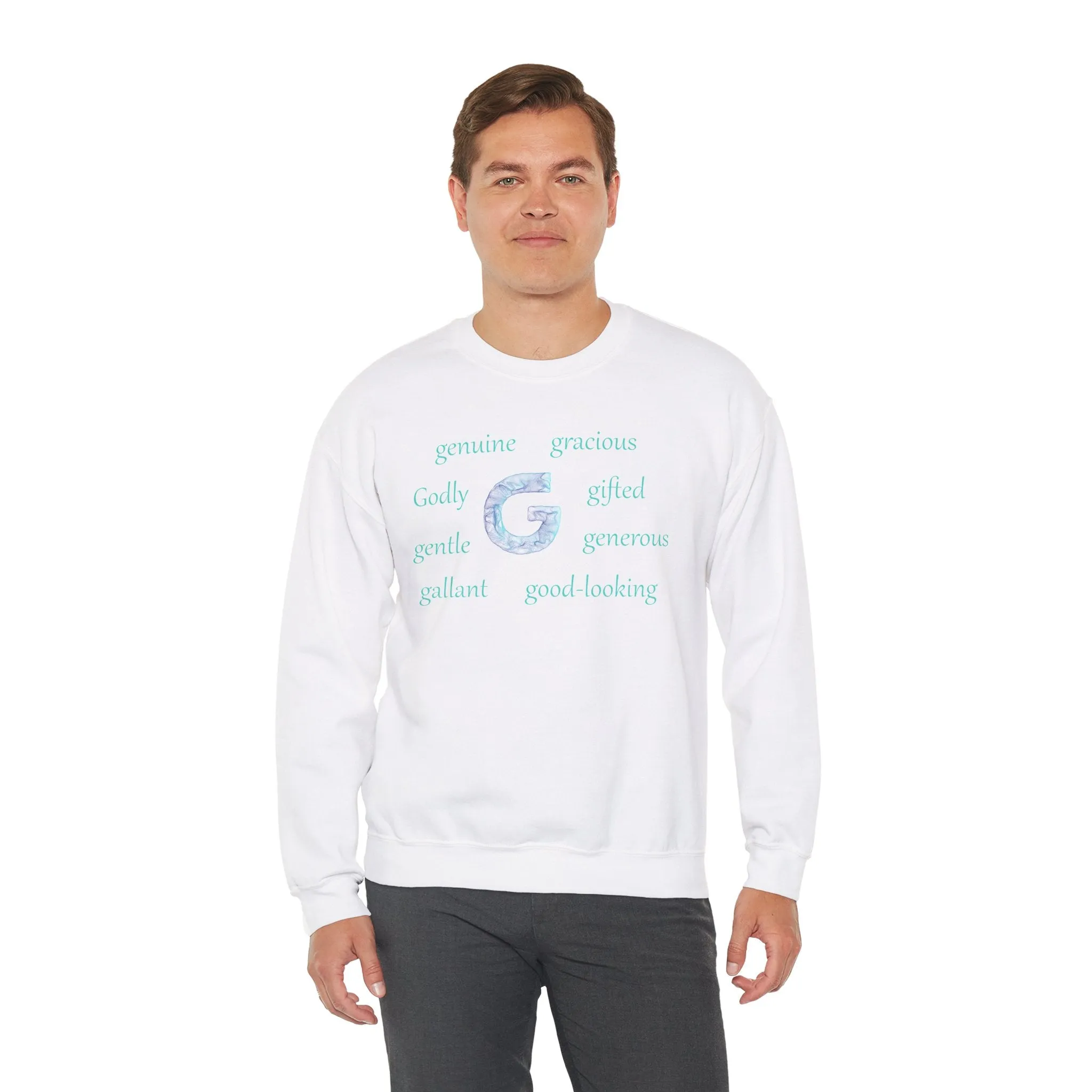 G Alphabet Sweatshirt, Motivational, Optimistic, Alphabet Initial "G", Mental Health Unisex Heavy Blend™ Crewneck Sweatshirt, Self-affirming shirt