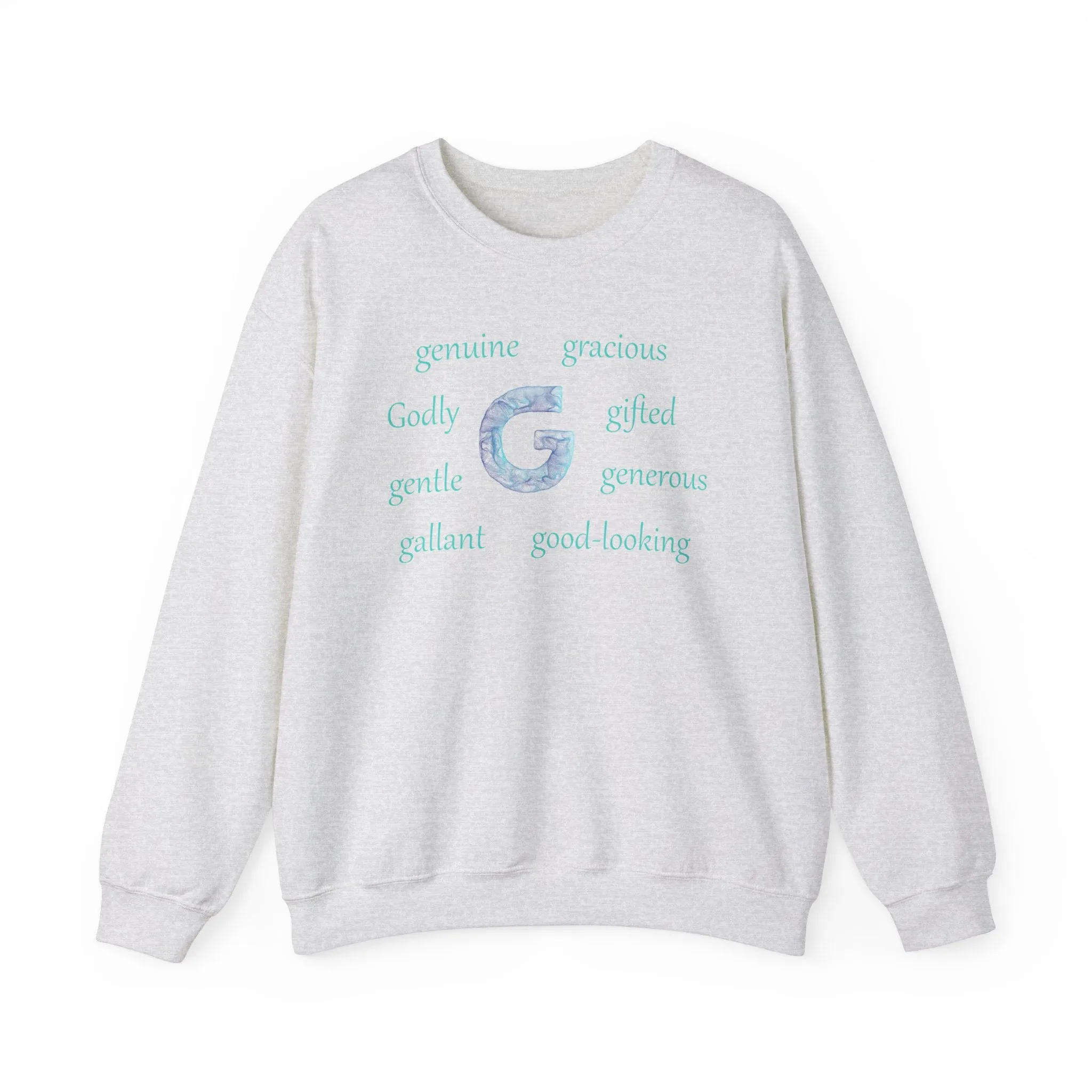 G Alphabet Sweatshirt, Motivational, Optimistic, Alphabet Initial "G", Mental Health Unisex Heavy Blend™ Crewneck Sweatshirt, Self-affirming shirt