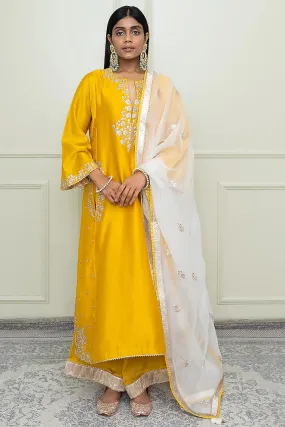 Glazed Mustard Gota Chauga Kurta Set