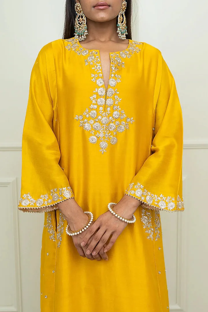 Glazed Mustard Gota Chauga Kurta Set