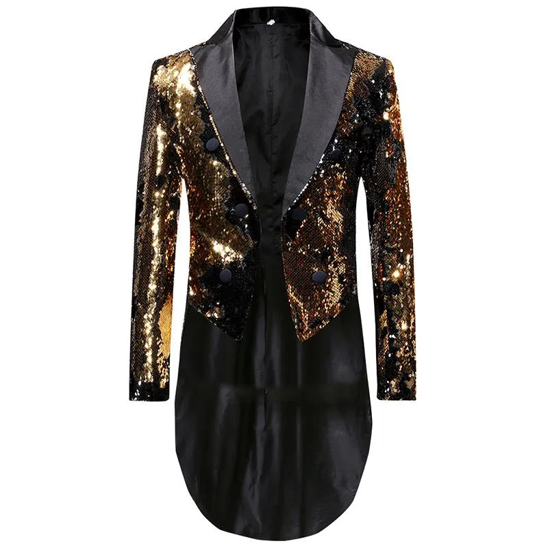 Gold Reversible Sequin Swallowtail Blazer