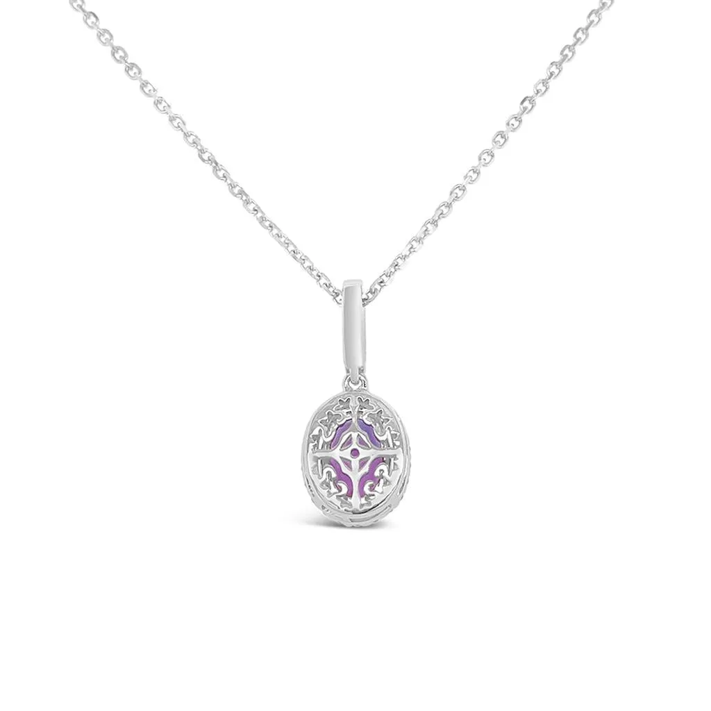 Irisa by Martin Binder Oval Amethyst & Diamond Halo Necklace