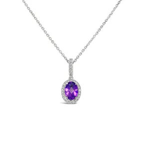 Irisa by Martin Binder Oval Amethyst & Diamond Halo Necklace