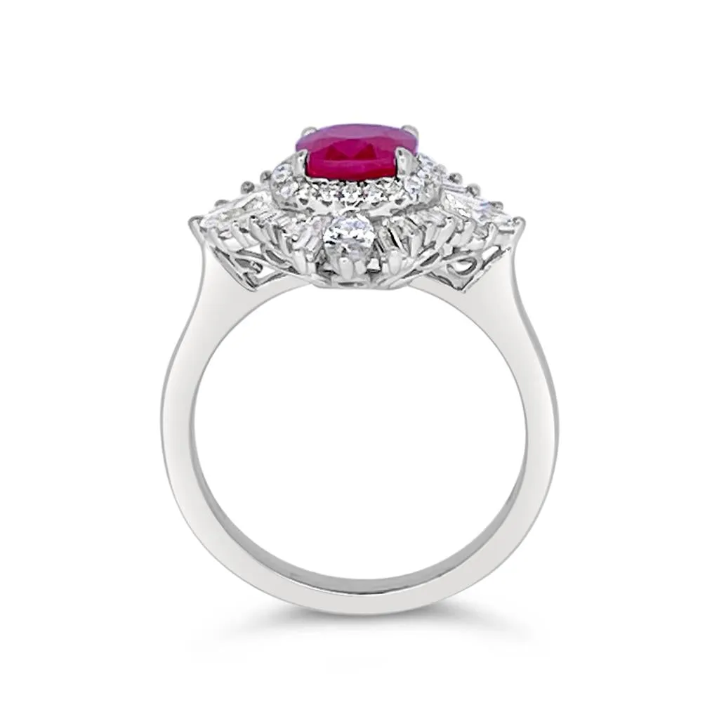 Irisa by Martin Binder Ruby & Diamond Deco Halo Ring