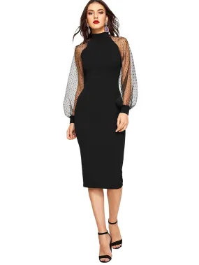 Long Mesh Sleeve Dress