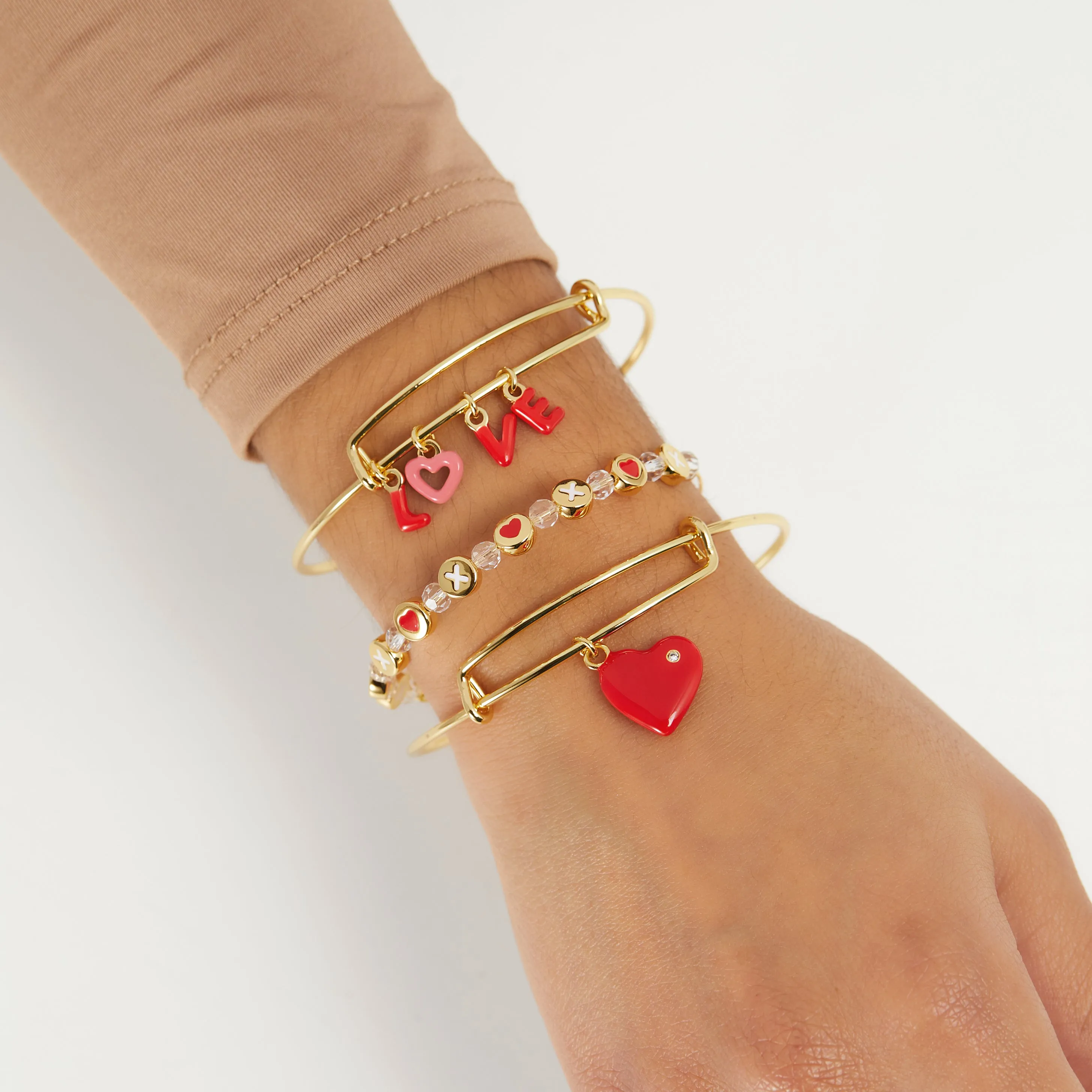 'LOVE' Charm Bangle, Set of 3