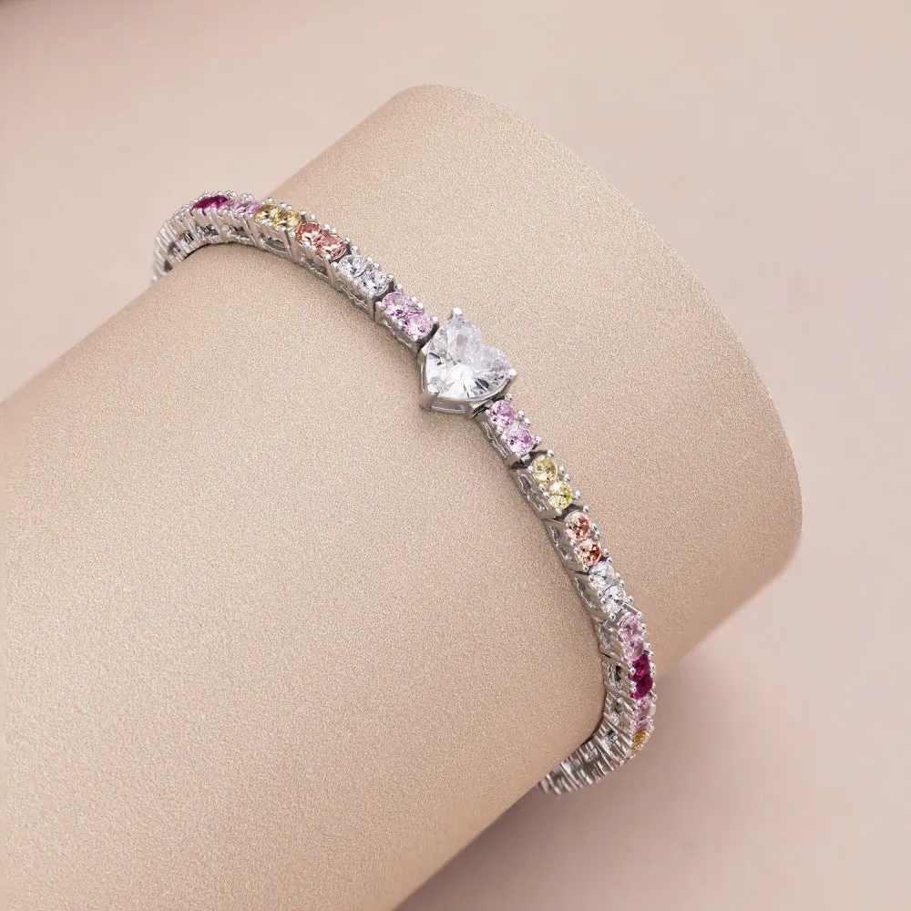 Love Rainbow Zirconia Tennis Bracelet