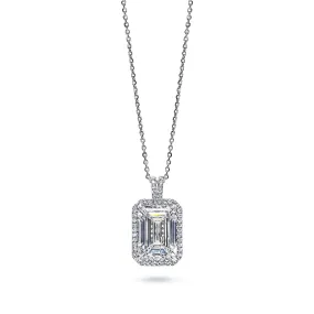 Lucyle 8 Carat F VVS2 Emerald Cut Diamond Pendant Necklace in 14k & 18k White Gold  By Mike Nekta