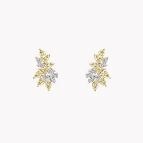 Luxe Two-Tone Diamond Cluster Earrings