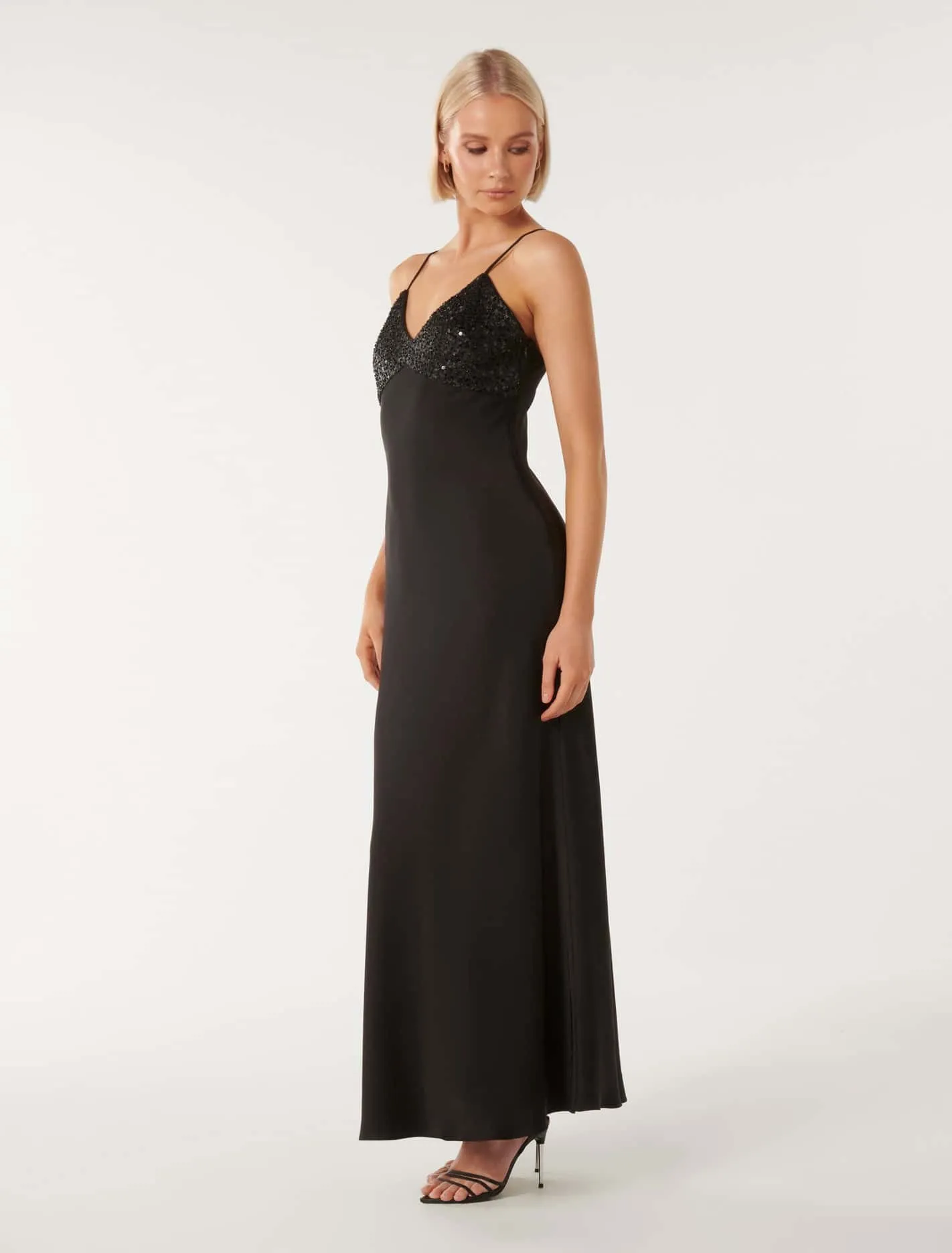 Maisie Sequin Satin Slip Dress