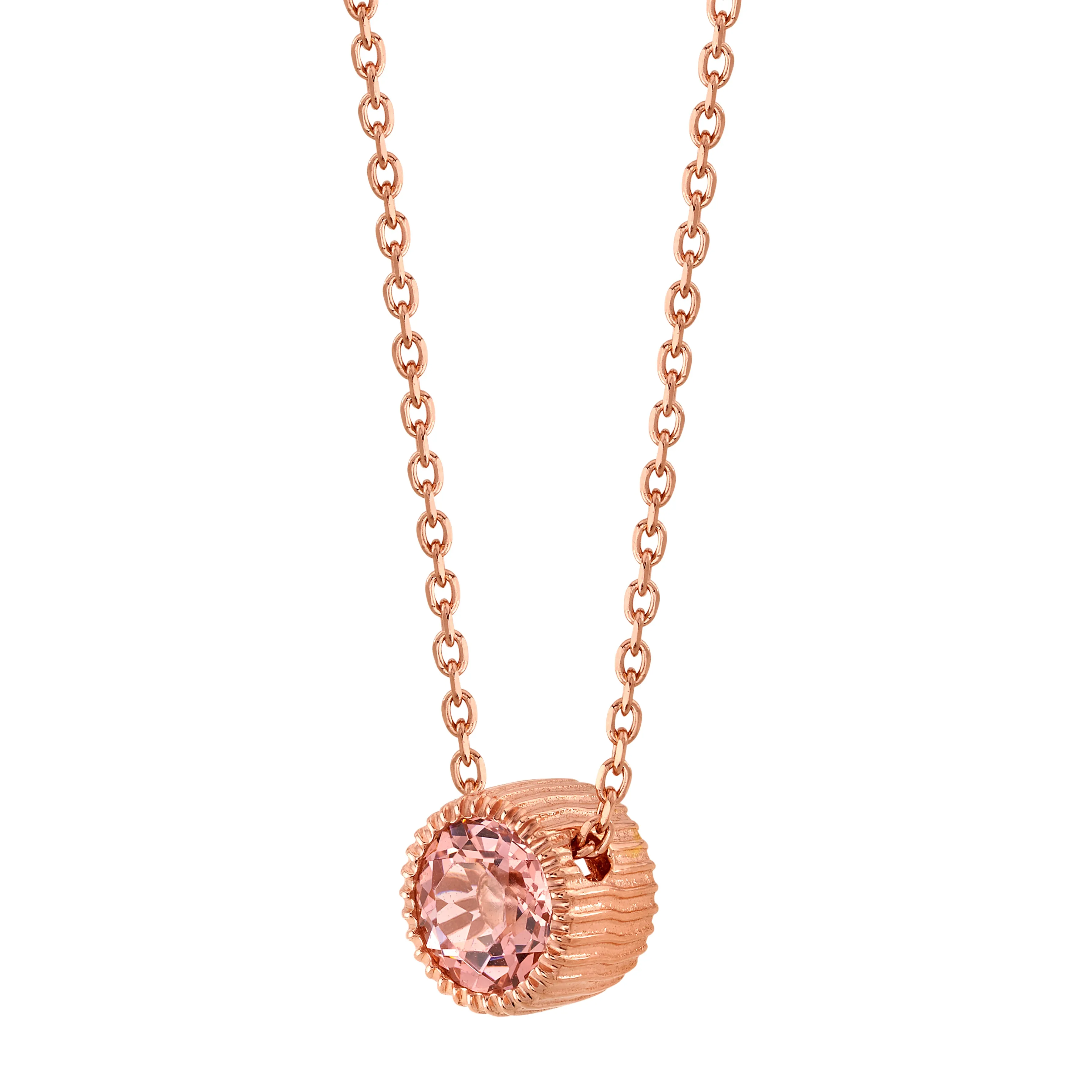 Morganite Bezel-Set Solitaire Pendant Necklace