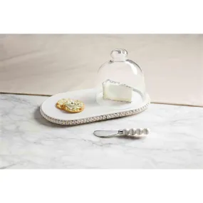 Mudpie White Bead Tray & Cloche Set