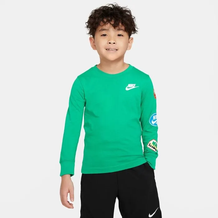 NIKE JUNIOR RETRO LONG SLEEVE GREEN TEE