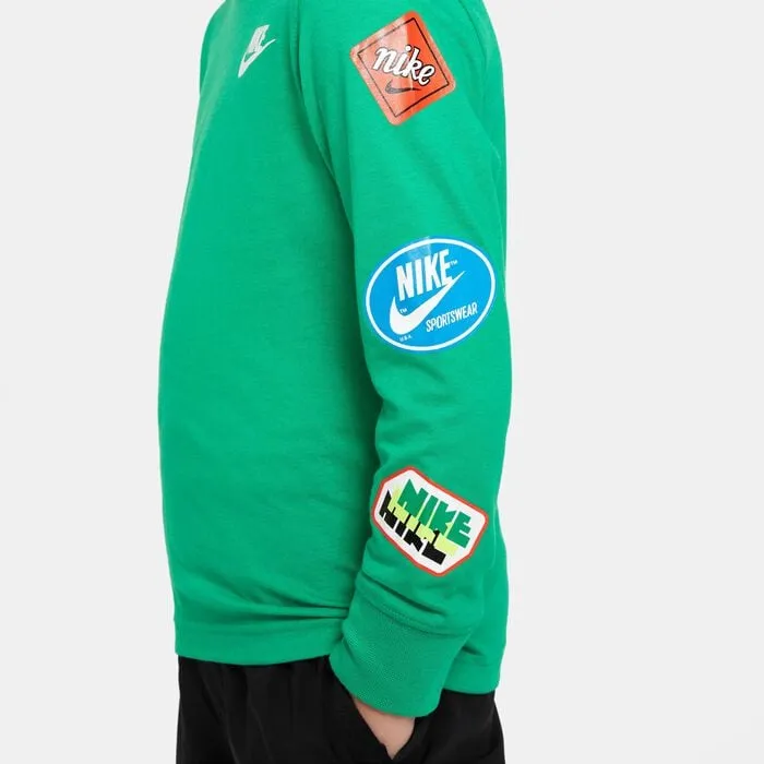 NIKE JUNIOR RETRO LONG SLEEVE GREEN TEE