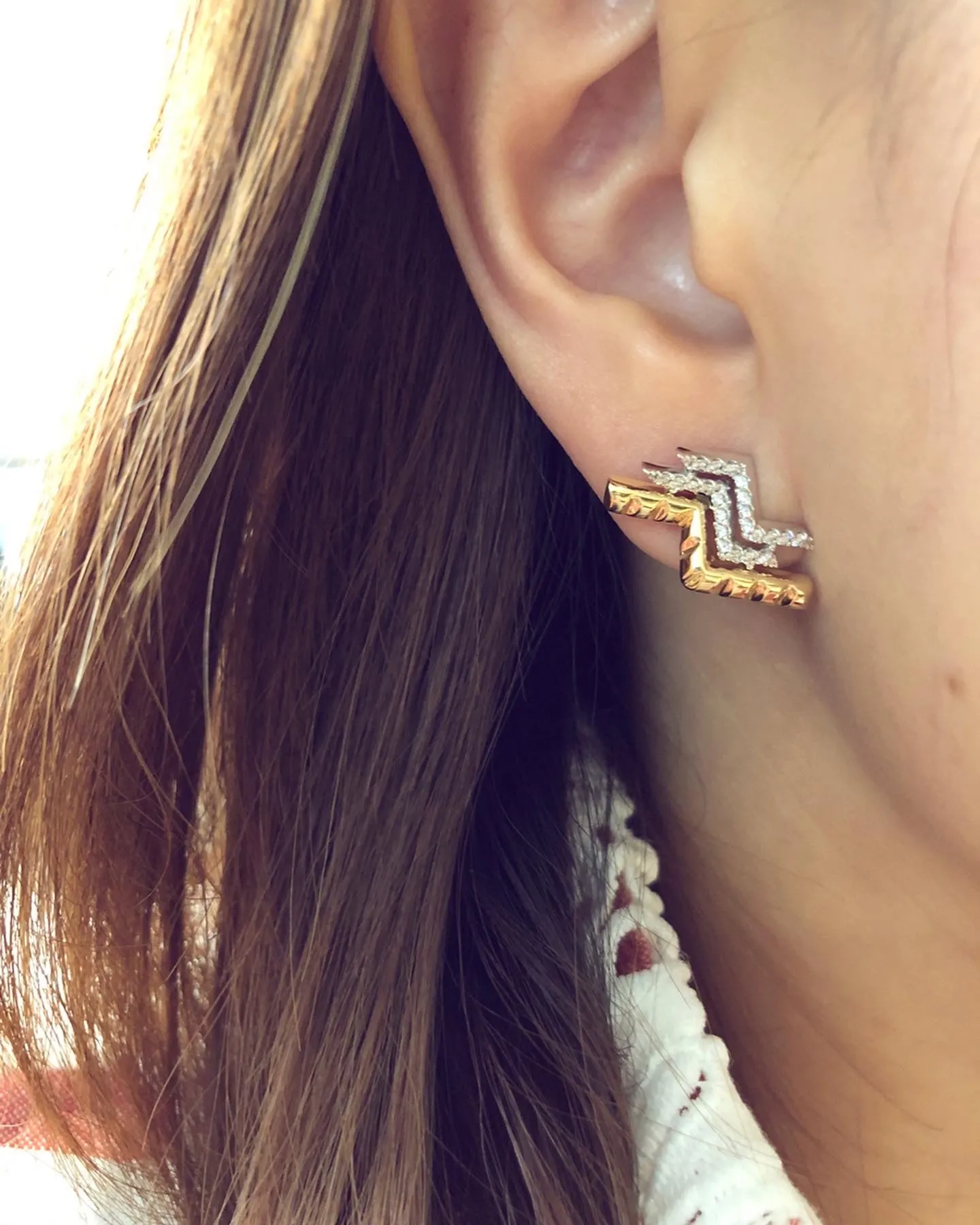 Origami Triple Ziggy Ear Jacket Earrings