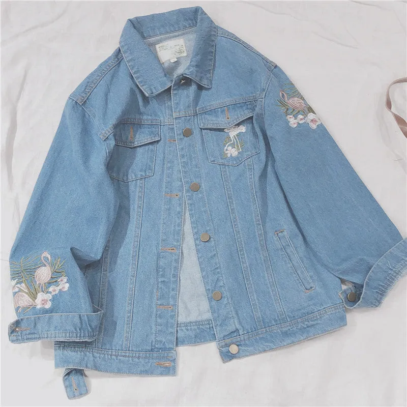 RETRO EMBROIDERY DENIM COAT BY24018