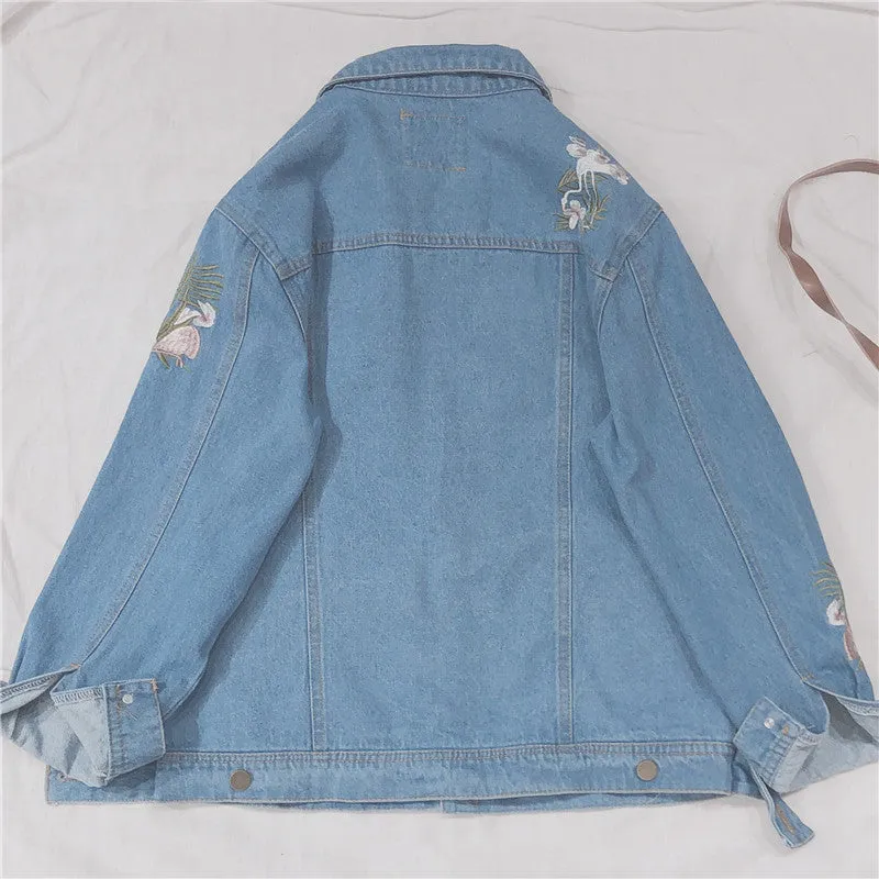 RETRO EMBROIDERY DENIM COAT BY24018