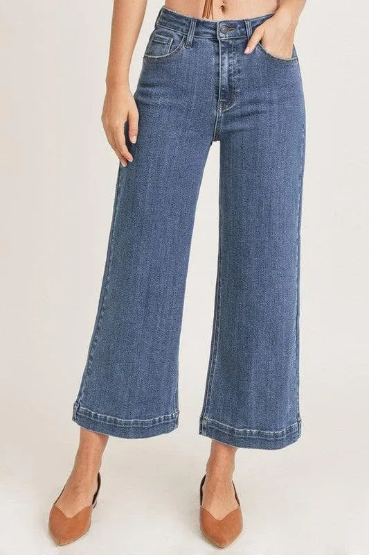 Risen High Rise Wideleg Cropped Jeans