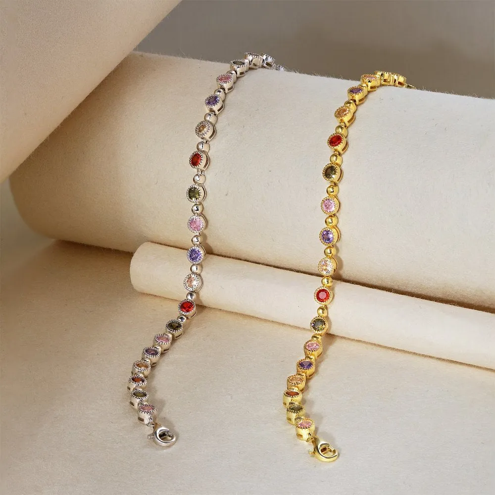 S925 Sterling Silver Rainbow Tennis Bracelet