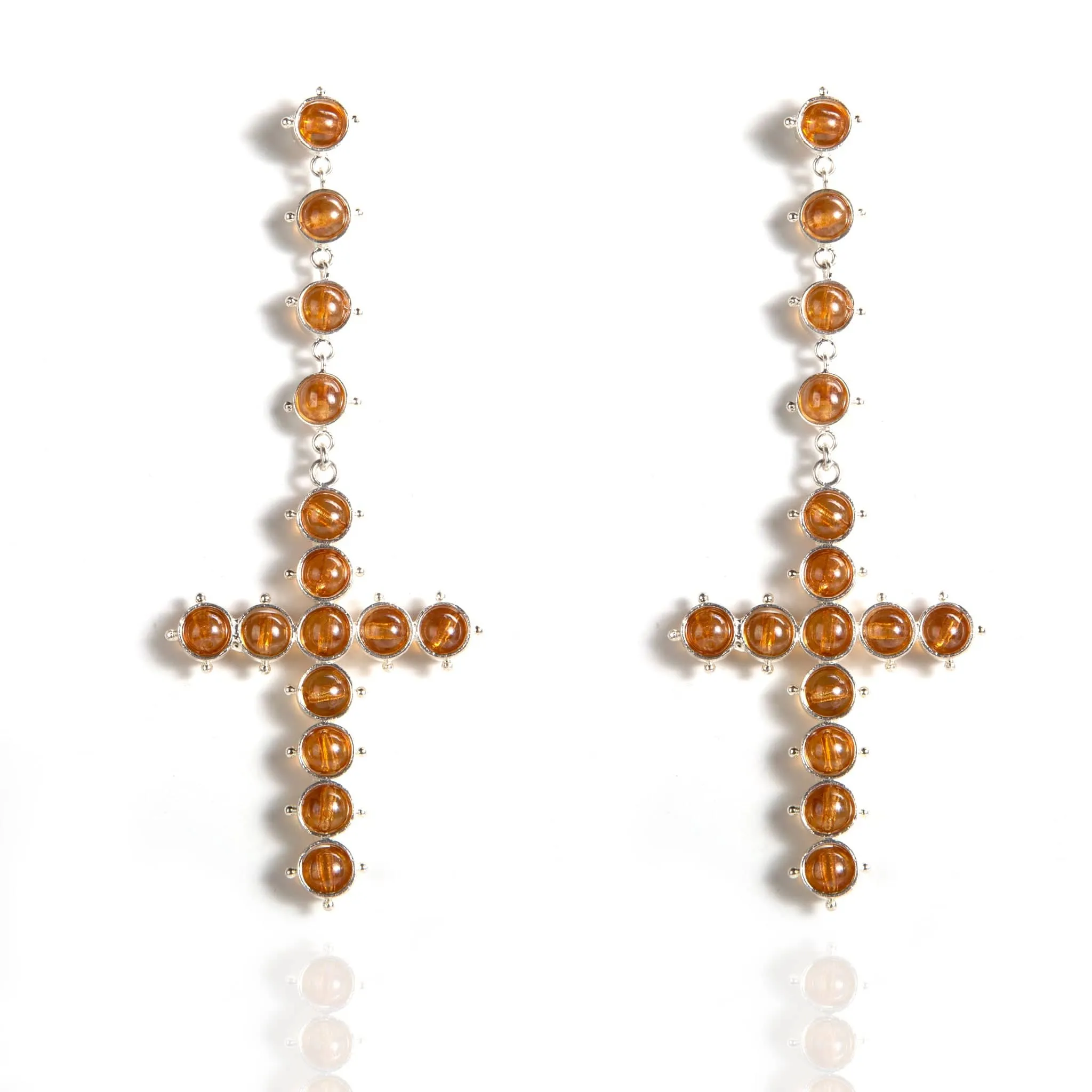 Saint Cross Beaded Earrings Topaz AB