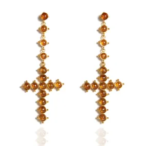 Saint Cross Beaded Earrings Topaz AB