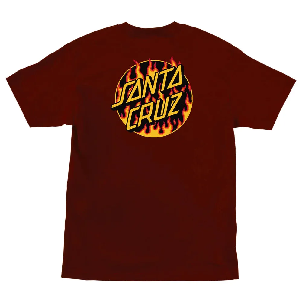 SANTA CRUZ x THRASHER Flame Dot Santa Cruz Men's T-Shirt - Burgundy