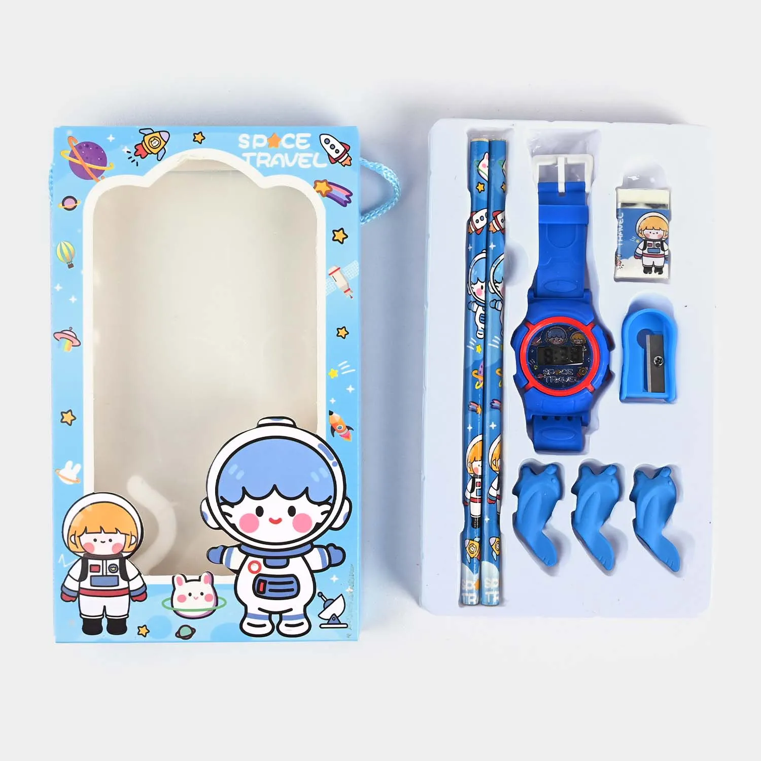 Stationery Set With Wristwatch For Kids