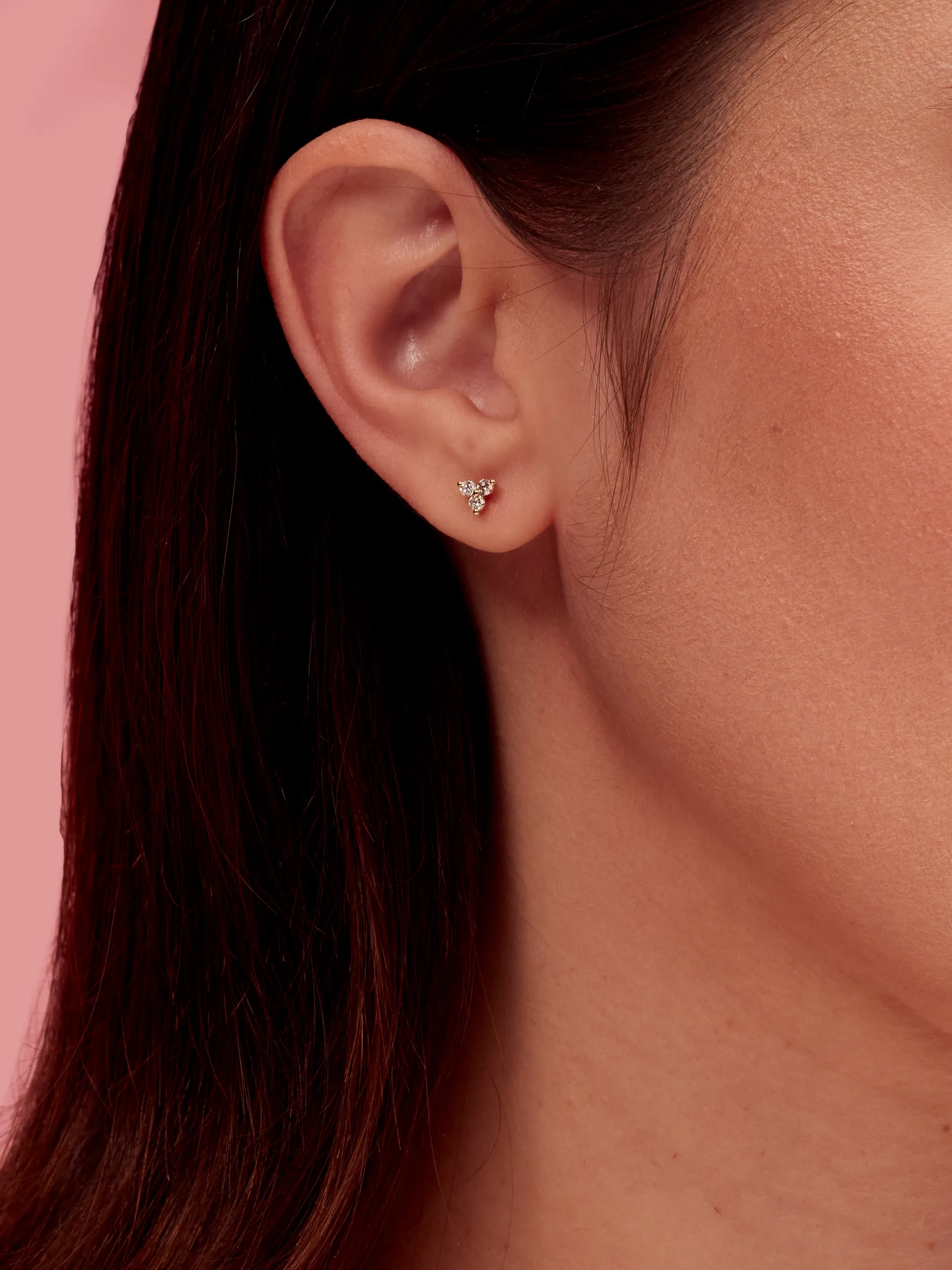 Tiny Trio Stud Earrings 14K