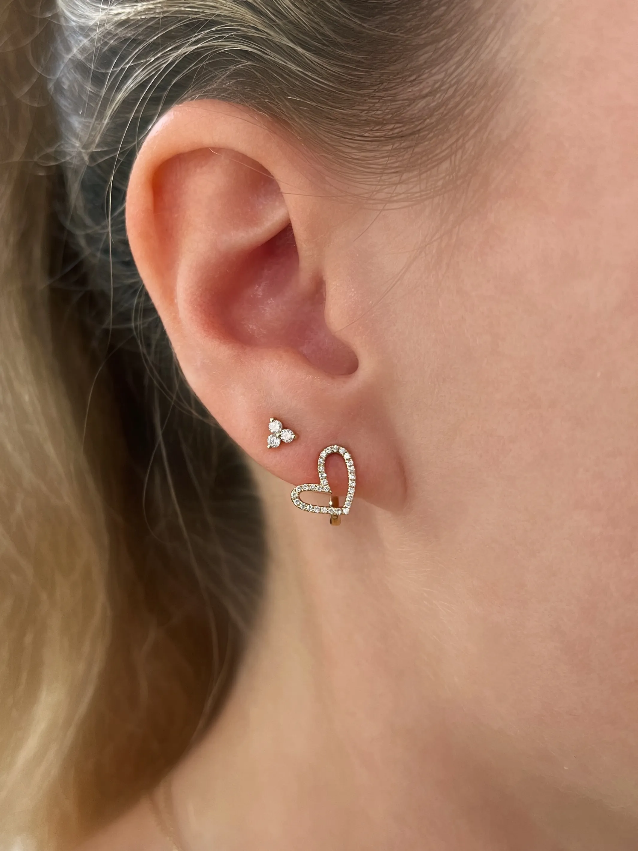 Tiny Trio Stud Earrings 14K