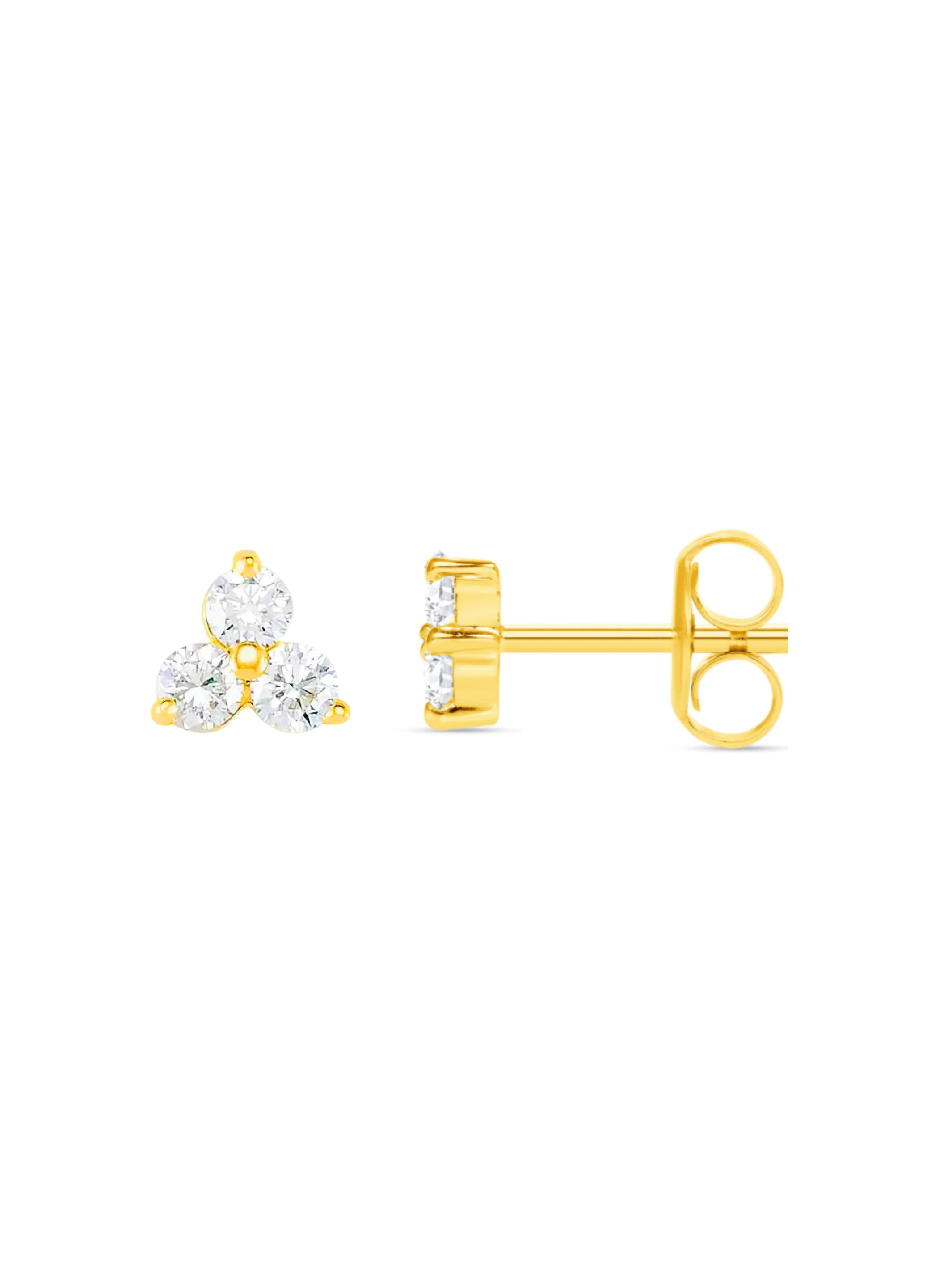 Tiny Trio Stud Earrings 14K