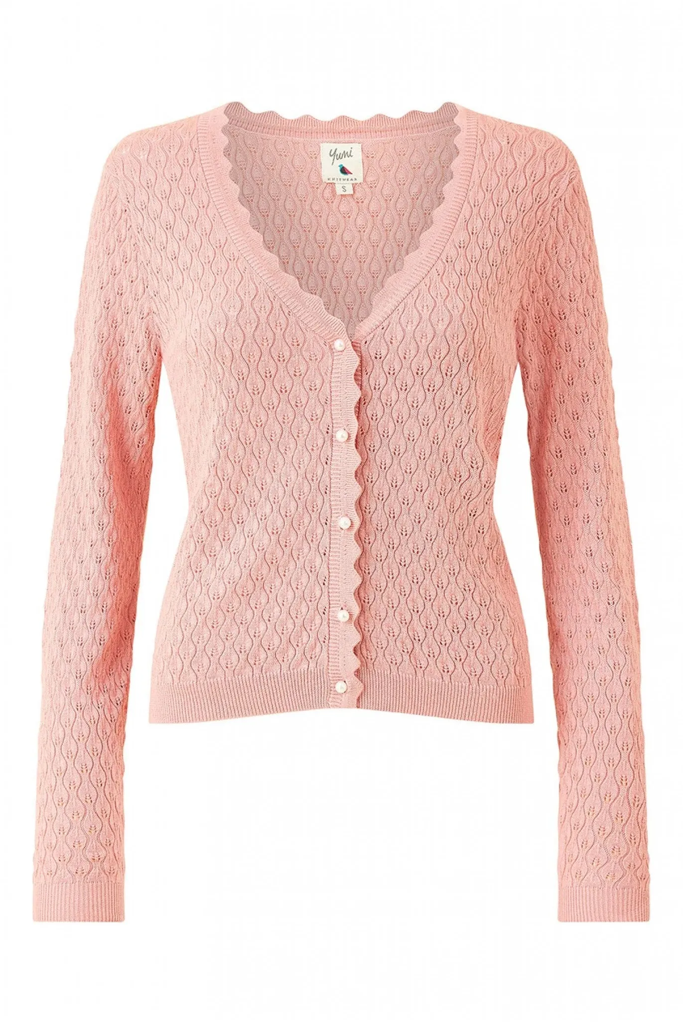 Yumi Blush Pointelle Stitch Cardigan