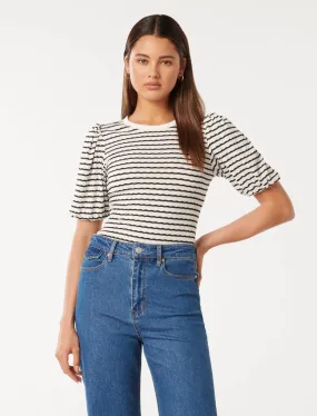 Zabrina Striped Crew Neck Top